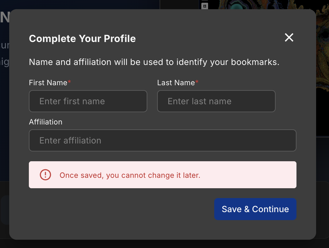 Complete Profile Dialog